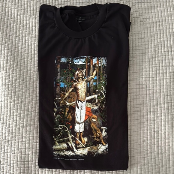 R Collection Black Graphic T-Shirt Vintage Finnish Design Size L - Picture 4 of 7